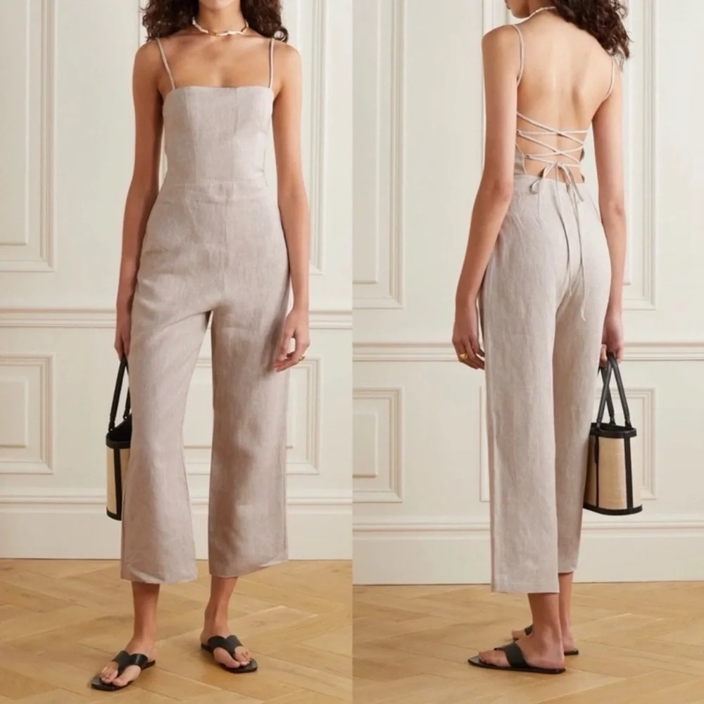 Reformation Huntington Jumpsuit in Oatmeal size 6 NWT